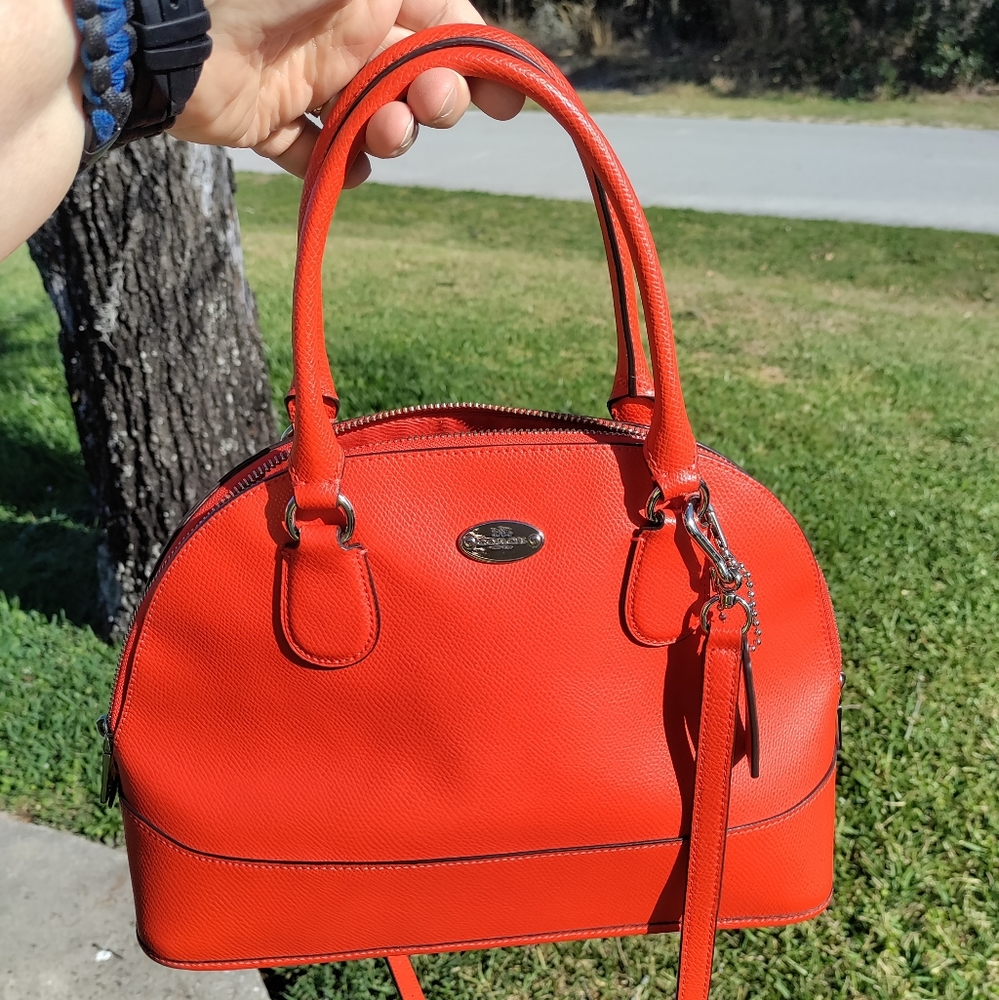 Coach Cora Dome satchel / crossbody F33909-Cardinal Red/orange